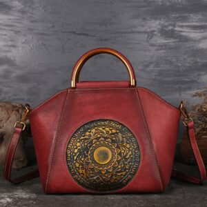 Genuine Leather Embossed Patterned Women's Shoulder Bag Clutch Bag