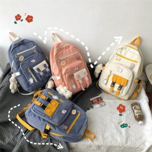 Campus Small And Cute Girl Student Color Matching Backpack Japanese Vintage School Bag