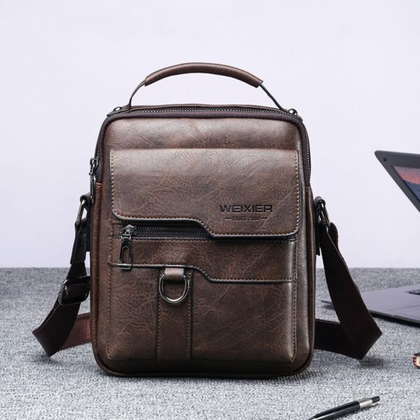 Vintage Leather Vertical Portable Business Casual Leather Bag