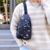 Print Sling Chest Bag For Men Crossbody Bag With Earphone Hole Design