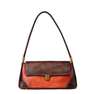 Underarm Top Layer Leather Contrast Tote Bag