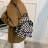 Checkered Black and White Contrast Color Trend Women's Backpack