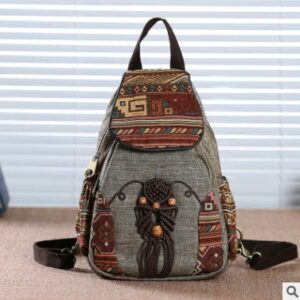 Retro Small Women's Backpack with Shoulder Strap