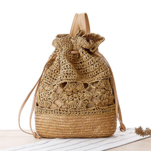 College Style Handmade Crocheted Backpack, Straw Woven Bag, Woven Bag