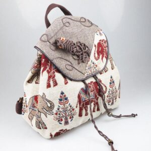 Hand crafted limited edition ethnic style elephant drawstring backpack