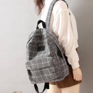 Simple Plaid Large-capacity Schoolgirl Backpack
