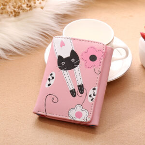 Cartoon Short Ladies Wallet Cute Cat Small Money Clip Card Bag Coin Purse