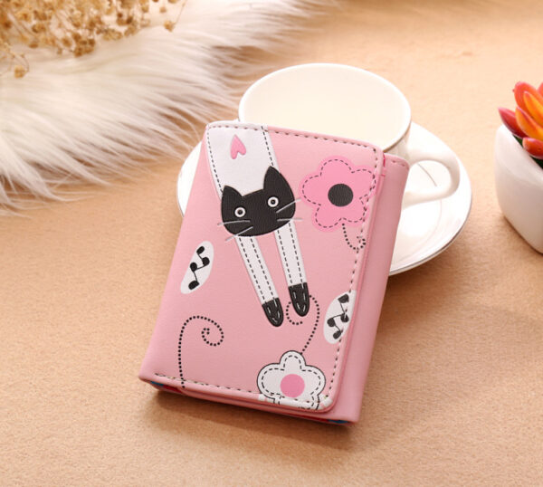 Cartoon Short Ladies Wallet Cute Cat Small Money Clip Card Bag Coin Purse